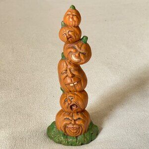 Vintage 1990's Nowell's Painted Mold Ceramic Halloween Pumpkin Stack Figurine